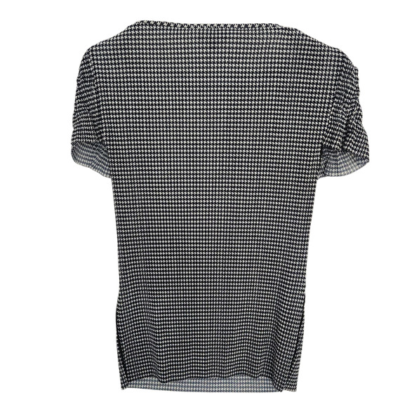 Giorgio Armani Smock Textured Short Sleeve Blouse 42/S Black & White Designer - Picture 2 of 7